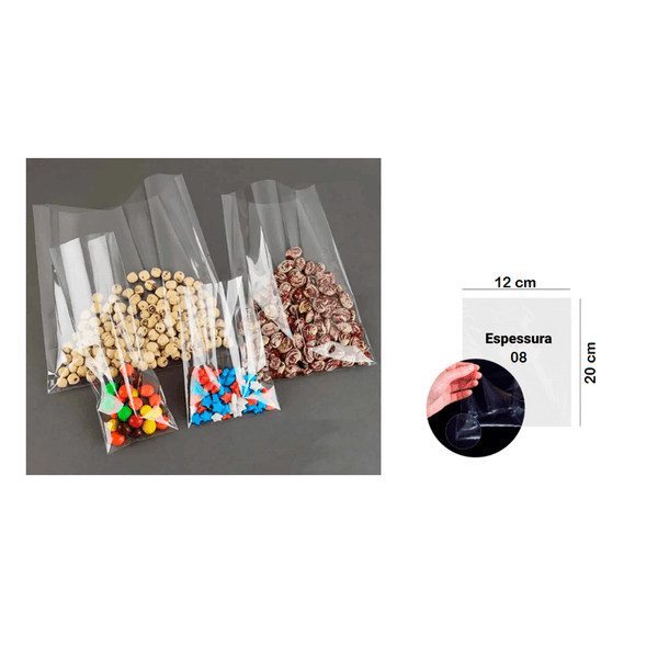 SACO POLIPROPILENO 12x20x08 - PCTE 1 KG (+-510 UNID)