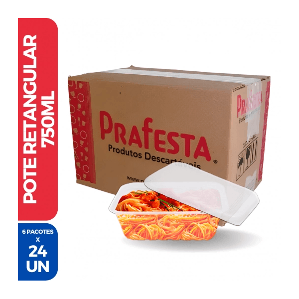 POTE RETANGULAR 0750ML PRAFESTA - CX 144 UNID