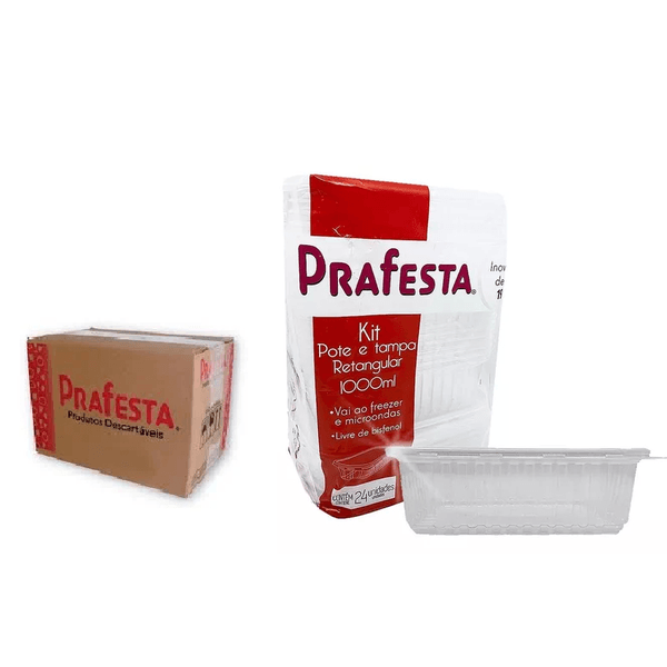 POTE RETANGULAR 1000ML PRAFESTA - CX 144 UNID