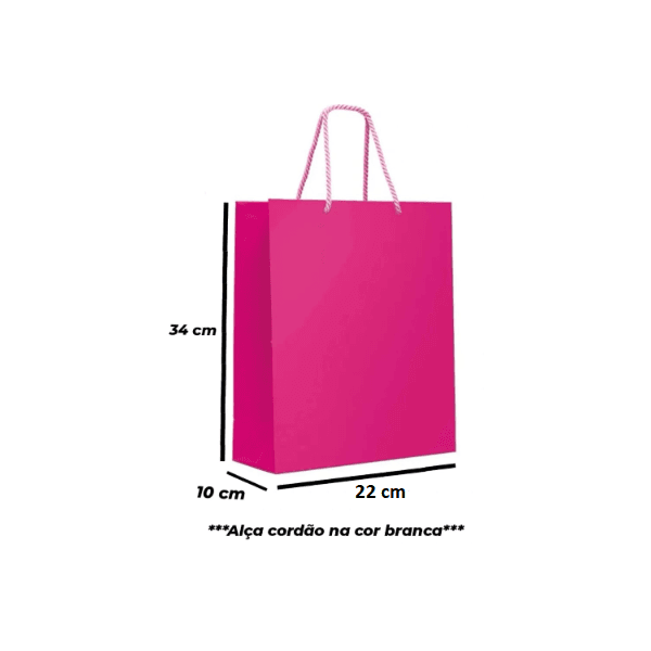 SACOLA PAPEL CORDAO 22x34 (G) PINK - PCTE 10 UNID