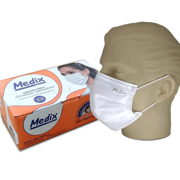 MASCARA 3CAMADAS MEDIX BRANCA - Cx 50 UNID