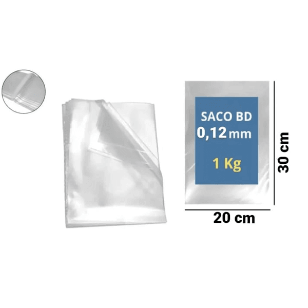 SACO PLASTICO BD 20X30X12 - PCTE 1 KG