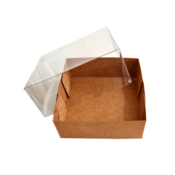 CAIXA KRAFT 08x08x3,5 TAMPA TRANSP - PCTE 10 UNID