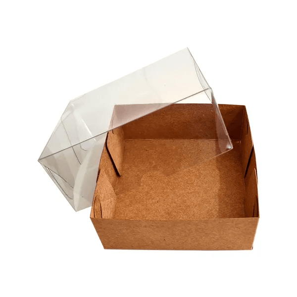 CAIXA KRAFT 10x10x3,5 TAMPA TRANSP - PCTE 10 UNID