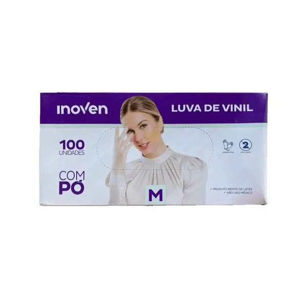 LUVA VINIL C/PO INOVEN (M) - CX 100 UNIDADES