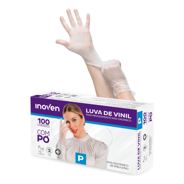 LUVA VINIL C/PO INOVEN (P) - CX 100 UNIDADES
