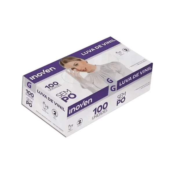 LUVA VINIL S/PO INOVEN (G) - CX 100 UNID