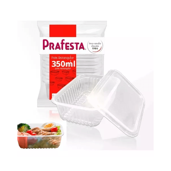POTE RETANGULAR 0350ML PRAFESTA - PCTE 24 UNID