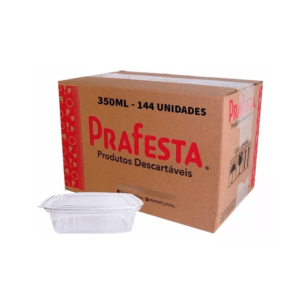 POTE RETANGULAR 0350ML PRAFESTA - CX 144 UNID 