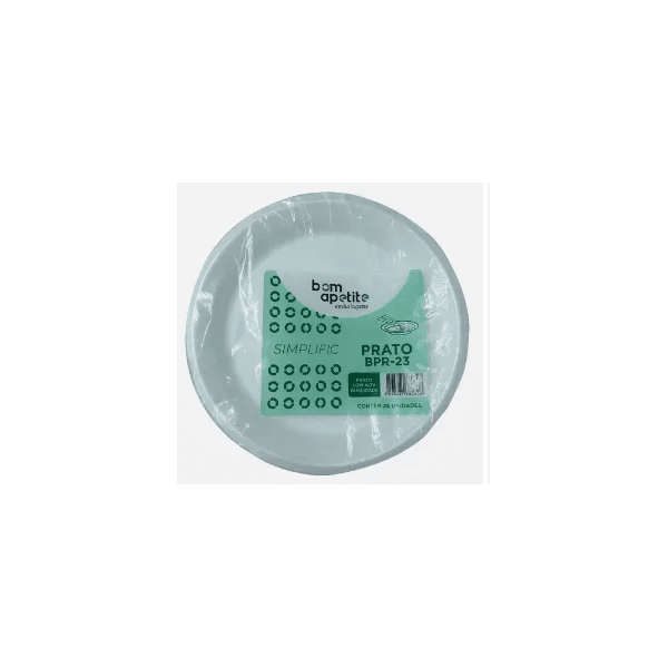 PRATO ISOPOR 23 CM BOM APETITE - PCTE 25 UNID