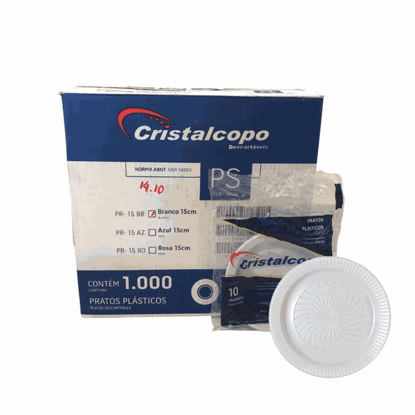PRATO PLASTICO 15 CM CRISTALCOPO - CX 1000 UNIDS