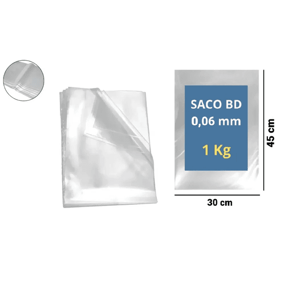 SACO PLAST BAIXA DENS 30X45X06 - PCTE 1 KG