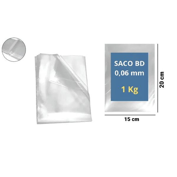 SACO PLAST BAIXA DENS 10X15X06 - PCTE 1 KG