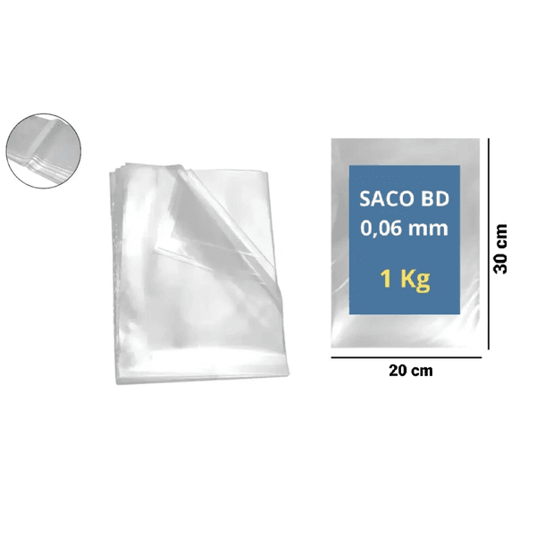 SACO PLAST BAIXA DENS 20X30X06 - PCTE 1 KG