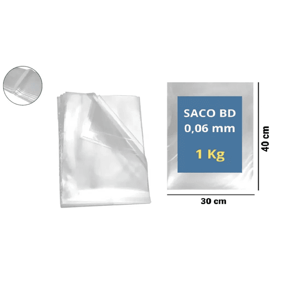 SACO PLAST BAIXA DENS 30X40X06 - PCTE 1 KG