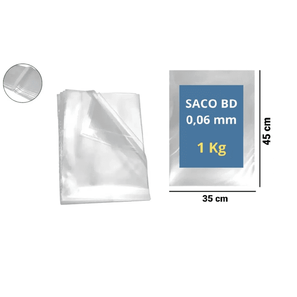 SACO PLAST BAIXA DENS 35X45X06 - PCTE 1 KG
