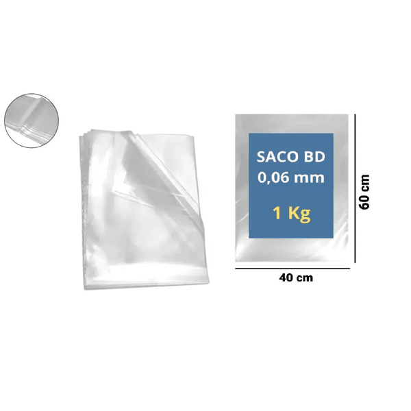 SACO PLAST BAIXA DENS 40X60X06 - PCTE 1 KG