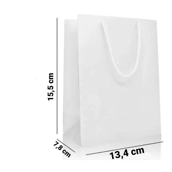 SACOLA PAPEL ALÇA CORDAO 13x15(P)BRANCA - PT 10 UNID