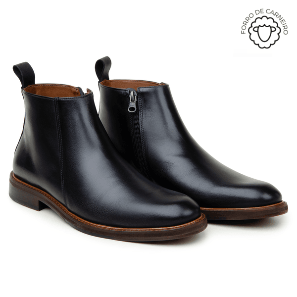 Bota Masculina Ankle Boot Tulsa Couro Preto