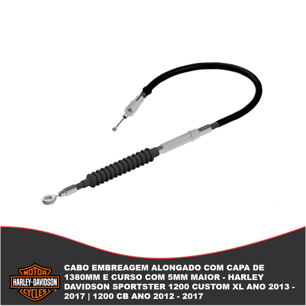 Cabo Embreagem Alongado Com Capa De 1380mm E Curso Com 5mm Maior - Harley Davidson Sportster 1200 Custom Xl Ano 2013 - 2017