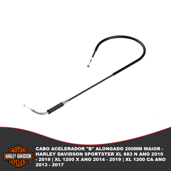 Cabo Acelerador "B" Alongado 200mm maior - Harley Davidson Sportster Xl 883 N Ano 2010 - 2019