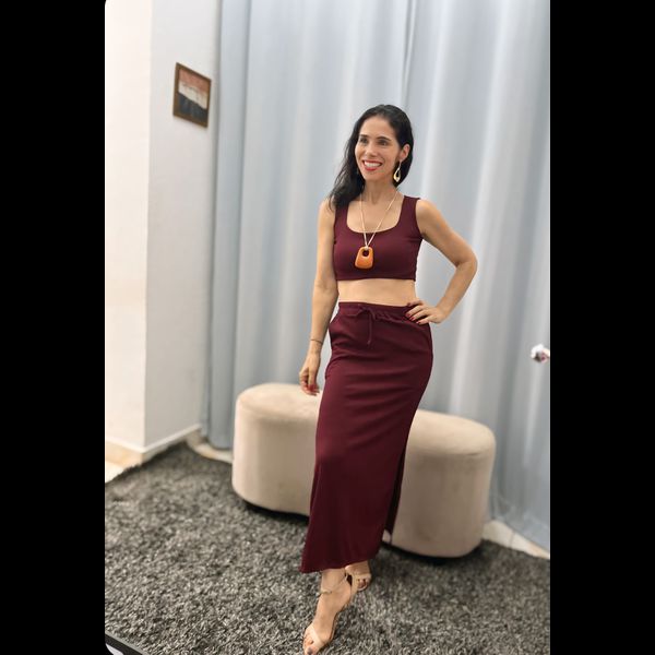 Conjunto Canelado Clara Bordô