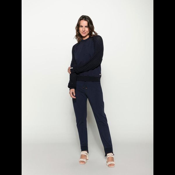 Calça Moletom Detalhe Canelado Biamar - Meia Noite