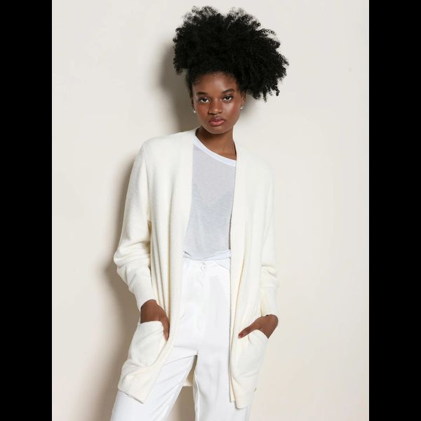 Casaco Alongado Fio Pluma Abenção Branco