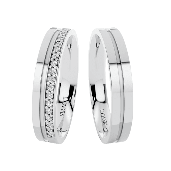 Par de Alianças Fiore em Prata 950 com Moissanite - 4mm