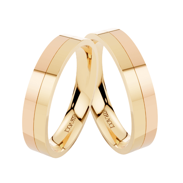 Par de Alianças Rosa d'oro em Ouro Amarelo e Rosé 18k - 5mm