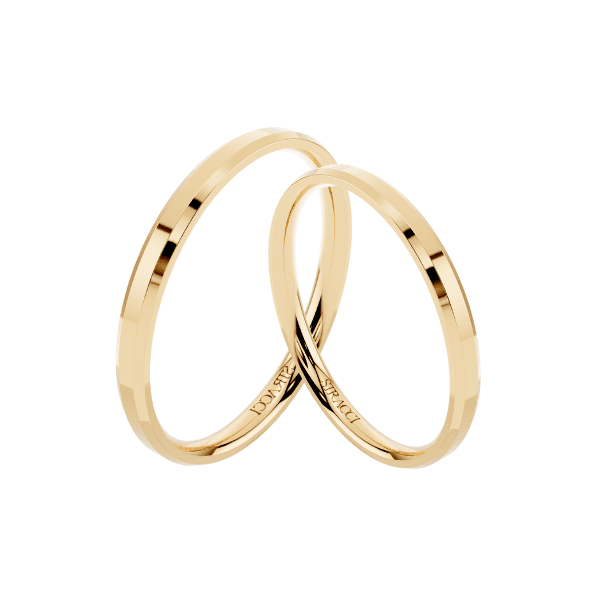 Par de Alianças Chanfrada em Ouro Amarelo 18k - 2mm