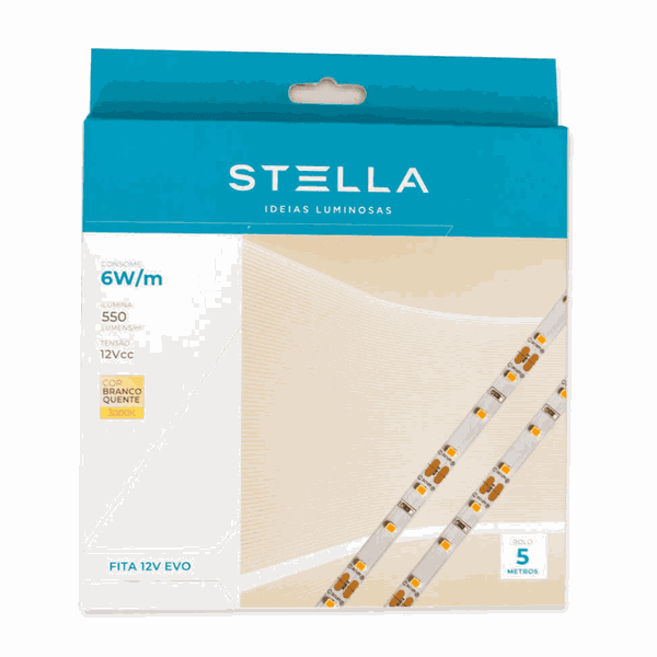 Fita de LED Evo Branco Quente 12V 6W 3000K - Stella STH8800/30