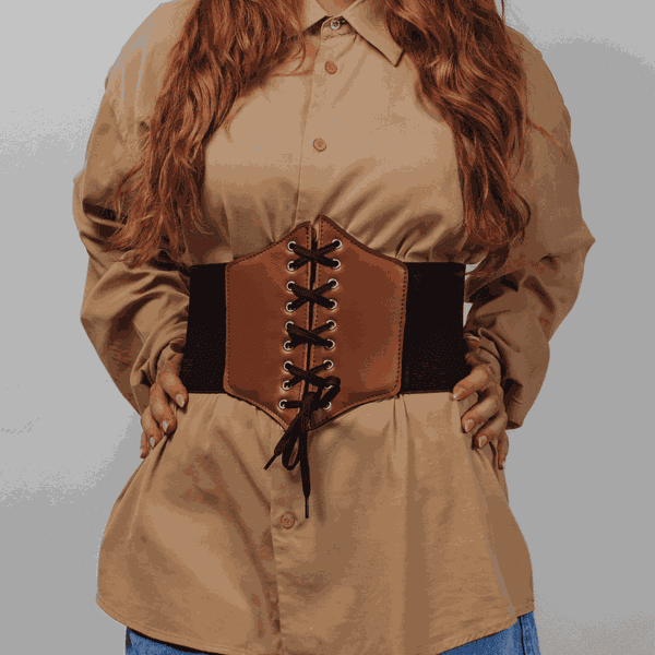 Corset Espartilho Marrom com Cadarço
