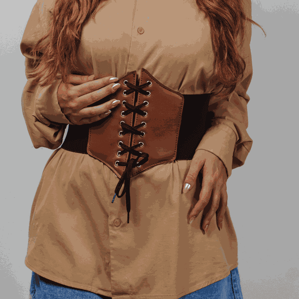 Corset Espartilho Marrom com Cadarço