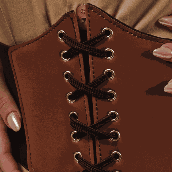 Corset Espartilho Marrom com Cadarço