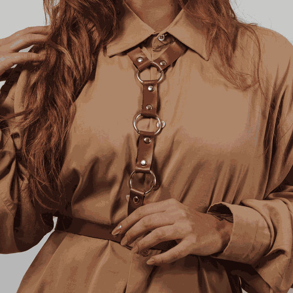 Harness Marrom de Corpo com Três Argolas