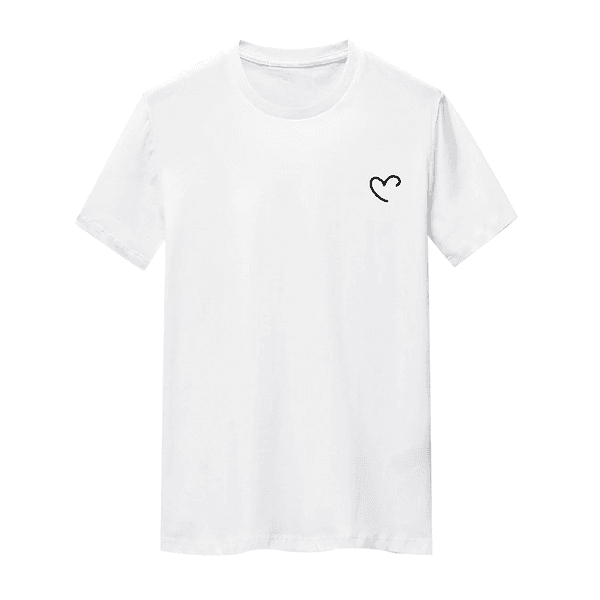 Camiseta Estampada Frente Coração Delicado Peito Esquerdo
