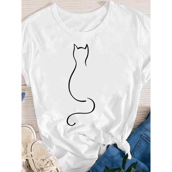 Camiseta Estampada Frente Gatinho Rabinho