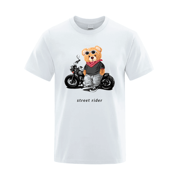 Camiseta Estampada Frente Urso Motoqueiro Street Rider