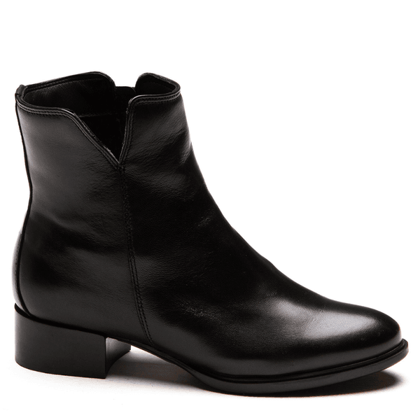 BOTA CANO BAIXO COURO CARNEIRO PRETO