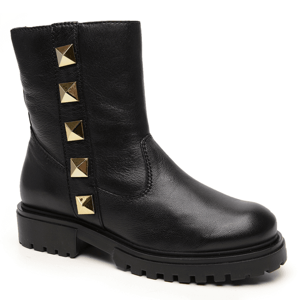 COTURNO SPIKE EM COURO PRETO