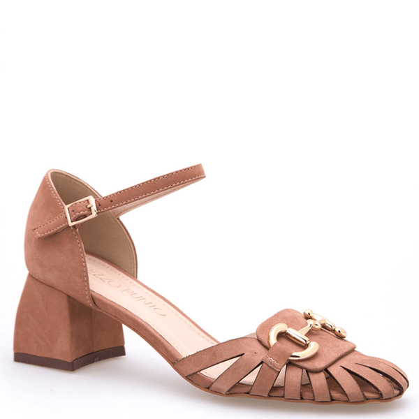SANDALIA COURO NOBUCK BEGE