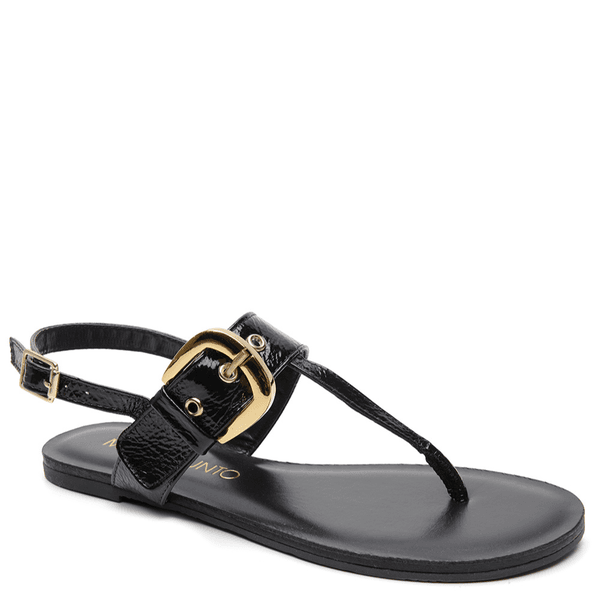SANDÁLIA RASTEIRA COURO VERNIZ CRINKLE PRETO