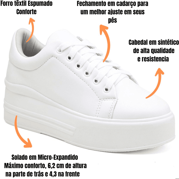 Tênis plataforma flatform branco TENEHI Calçados