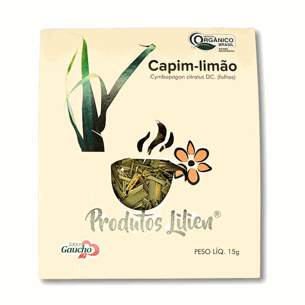 CHÁS DE CAPIM LIMÃO ORGÂNICO - PRODUTOS LILIEN - 15G.