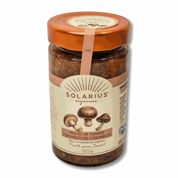 MOLHO DE TOMATE PESTO DE COGUMELOS ORGÂNICO - SOLARIUS - 320G.