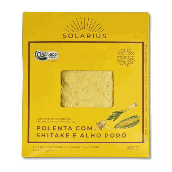 POLENTA COM SHITAKE E ALHO PORÓ ORGÂNICO - SOLARIUS - 500G.