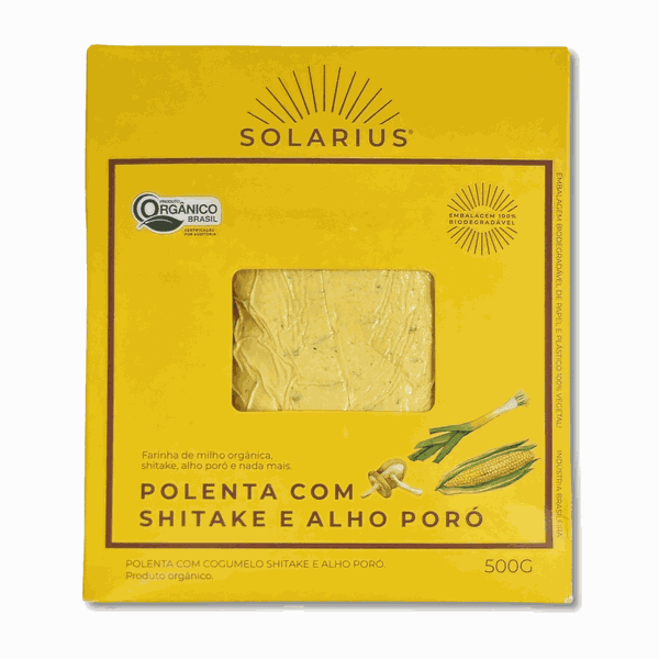POLENTA COM SHITAKE E ALHO PORÓ ORGÂNICO - SOLARIUS - 500G.