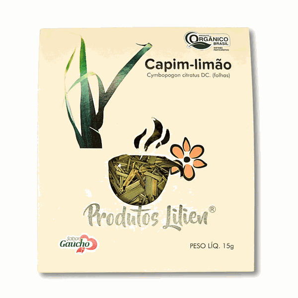 CHÁS DE CAPIM LIMÃO ORGÂNICO - PRODUTOS LILIEN - 15G.