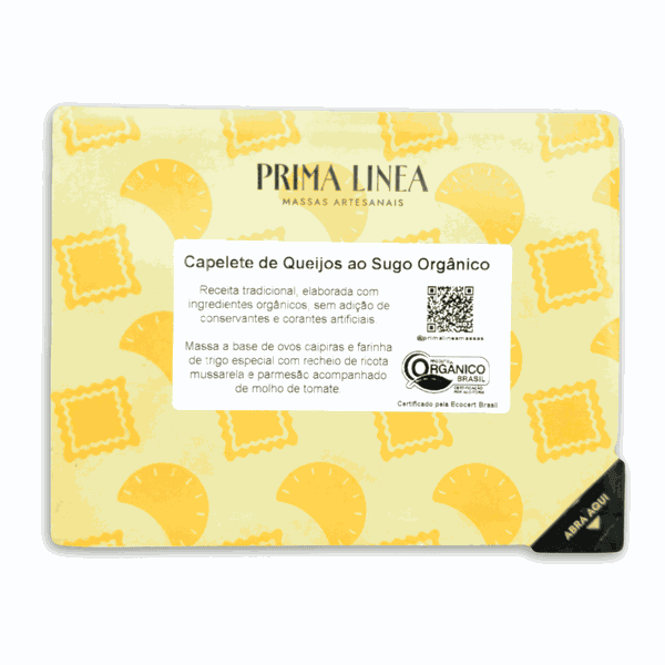 CAPELETE DE QUEIJO AO SUGO ORGÂNICO - PRIMA LINEA - 350G.